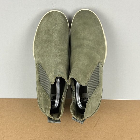 Sorel Out n About Wedge Bootie Womens 8 Green Suede Pull On Double Gore - Picture 9 of 10